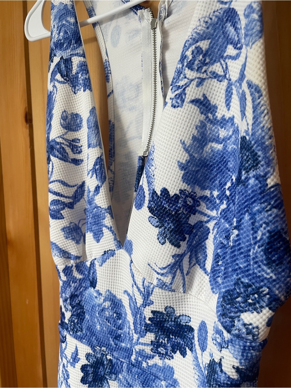 Charlotte Russe White Dress with Blue Floral Print